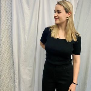 Vintage black square neck top